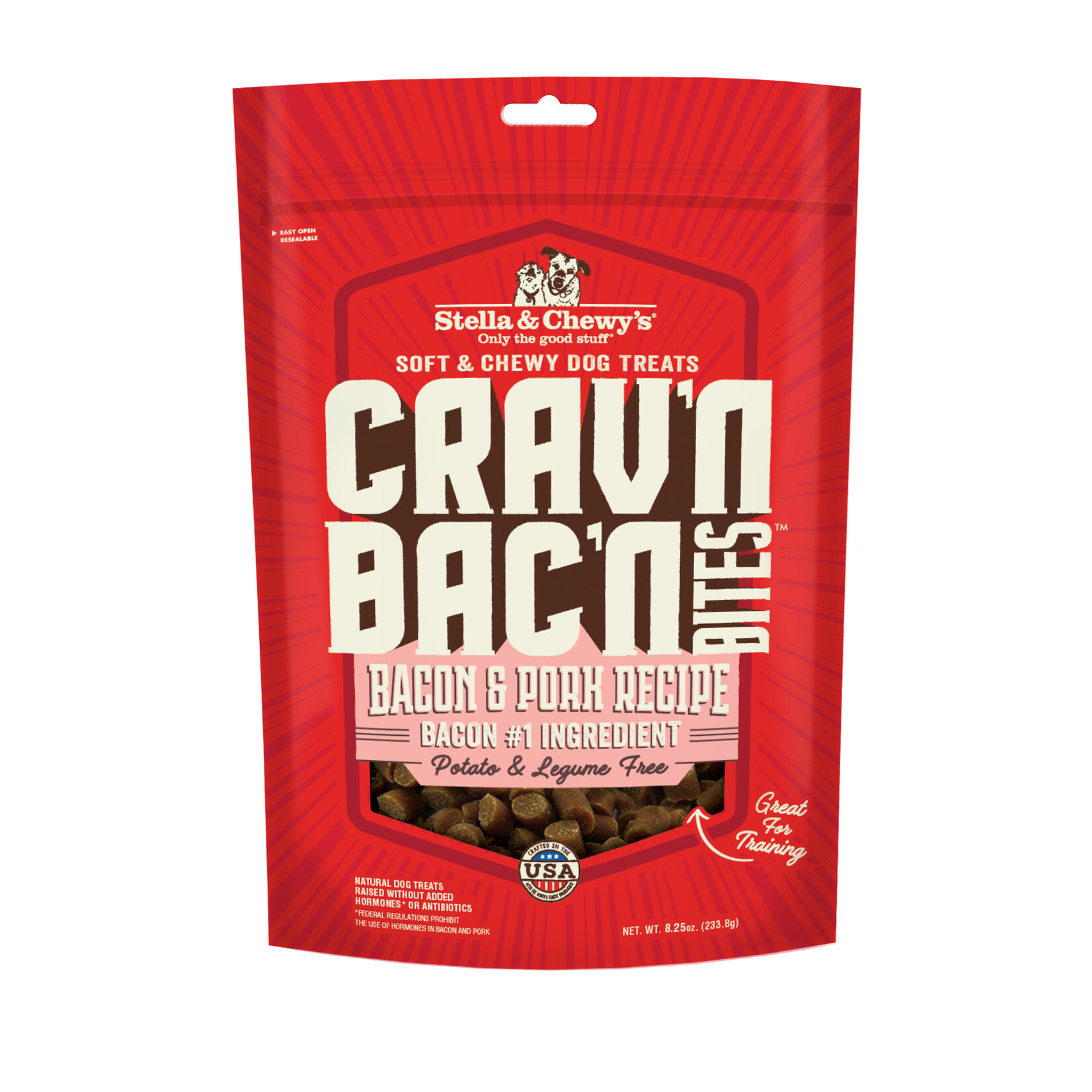 STELLA & CHEWY'S DOG CRAV'N BAC'N BITES PORK TREAT 8.25OZ