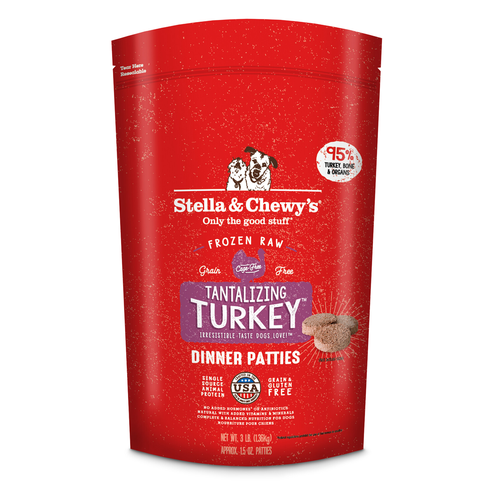 STELLA & CHEWY'S DOG PATTIES TURKEY FROZEN 3LB