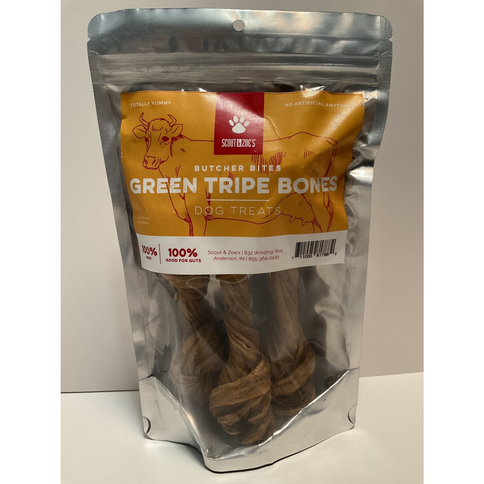SCOUT AND ZOE'S GREEN TRIPE BONES 6OZ