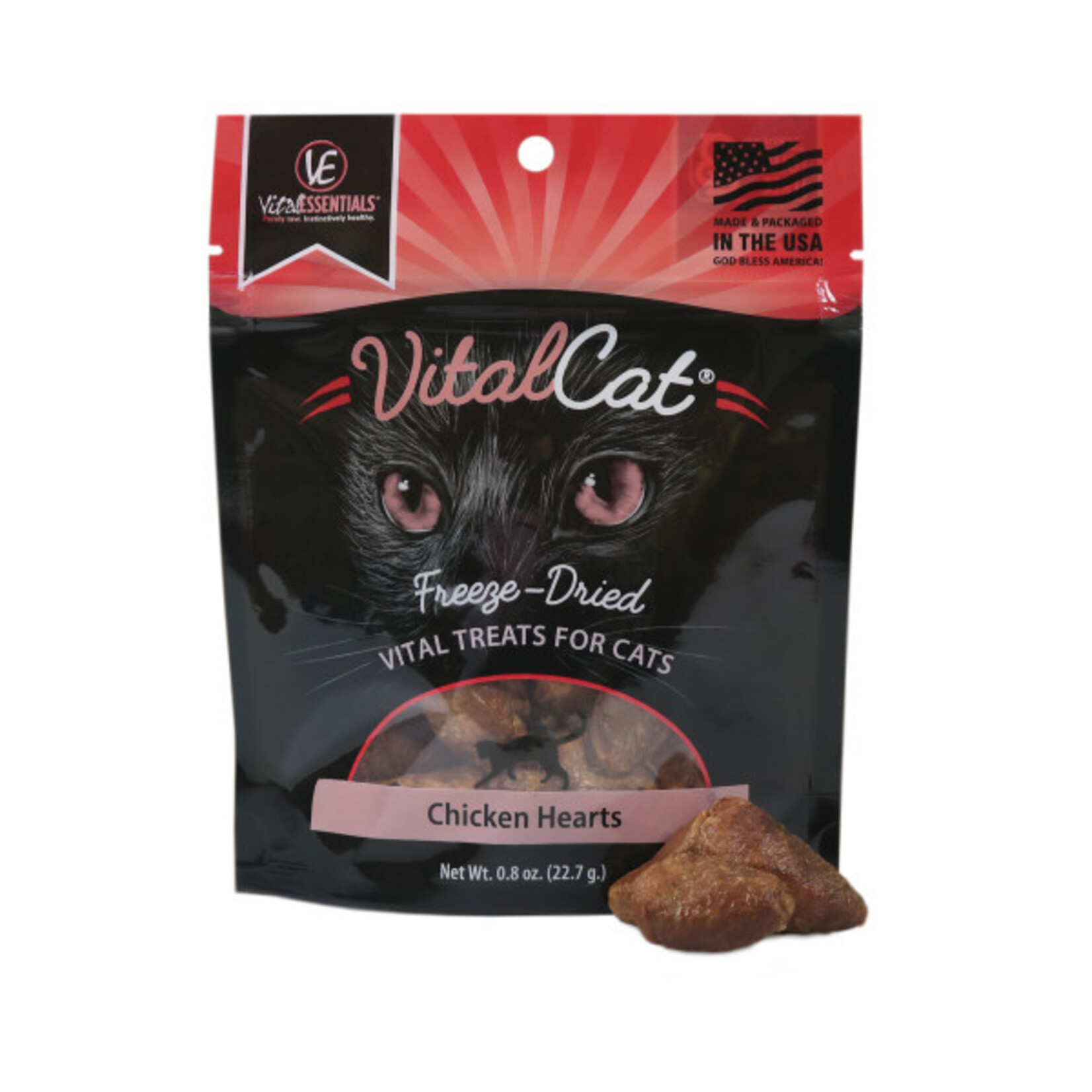 VITAL ESSENTIALS CAT CHICKEN HEARTS FD TREAT 0.8OZ