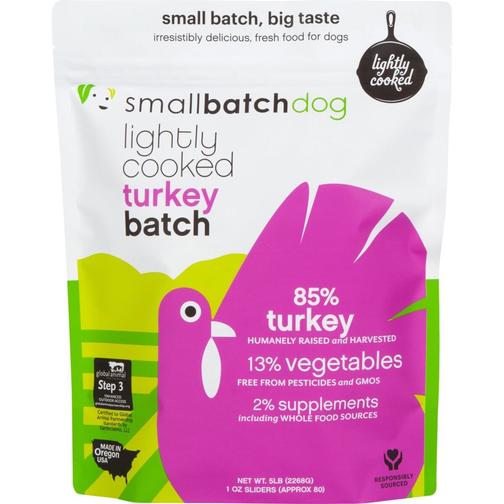 SMALLBATCH DOG LIGHTLY COOKED TURKEY FROZEN 5LB