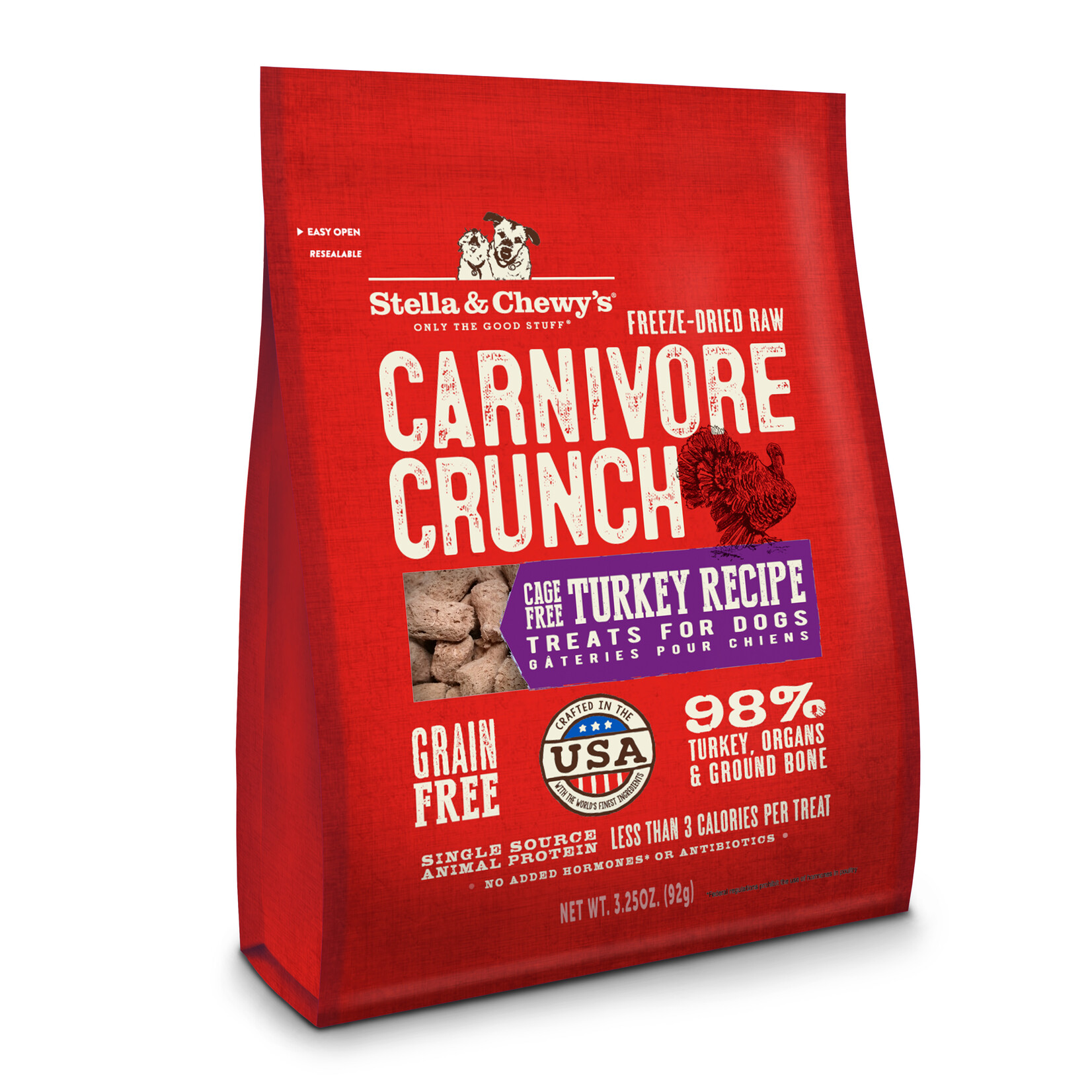STELLA & CHEWY'S DOG CARNIVORE CRUNCH TURKEY FD 3.25OZ