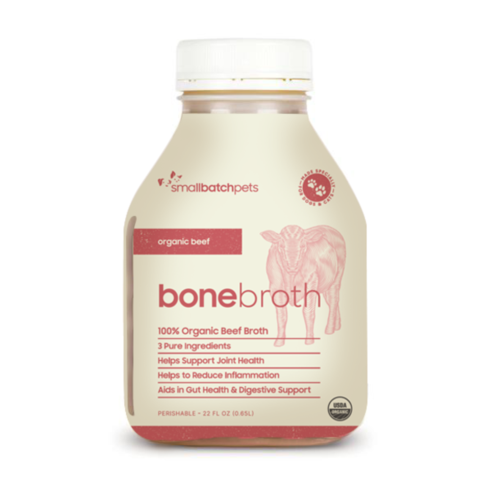 SMALLBATCH DOG CAT BONE BROTH BEEF ORGANIC FROZEN 22OZ