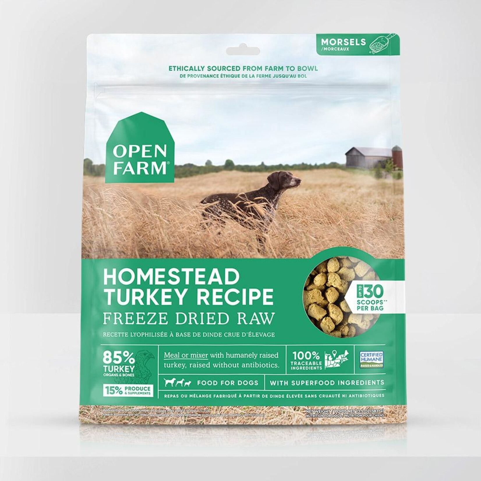 OPEN FARM DOG MORSELS TURKEY FD RAW 13.5OZ
