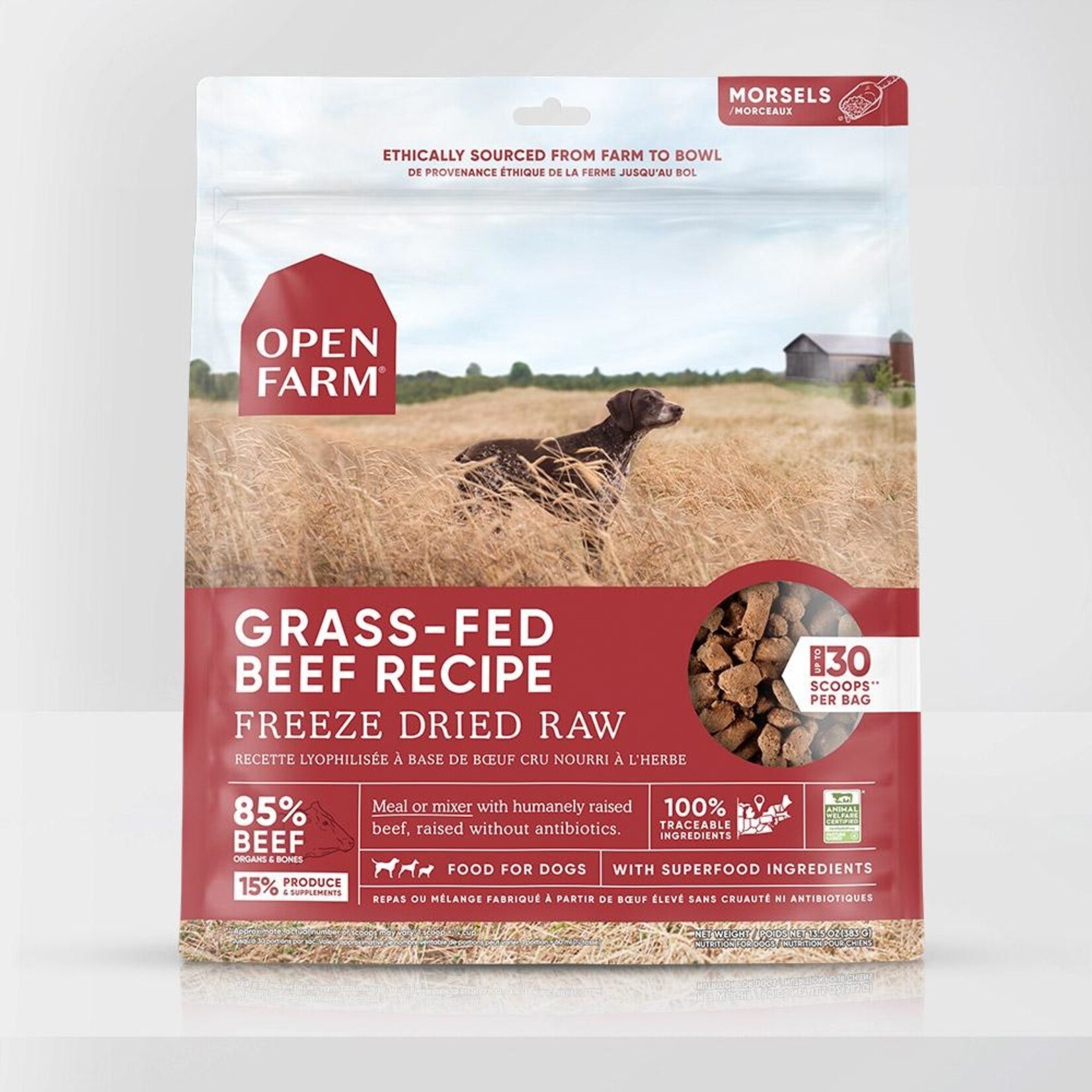 OPEN FARM DOG MORSELS BEEF FD RAW 13.5OZ