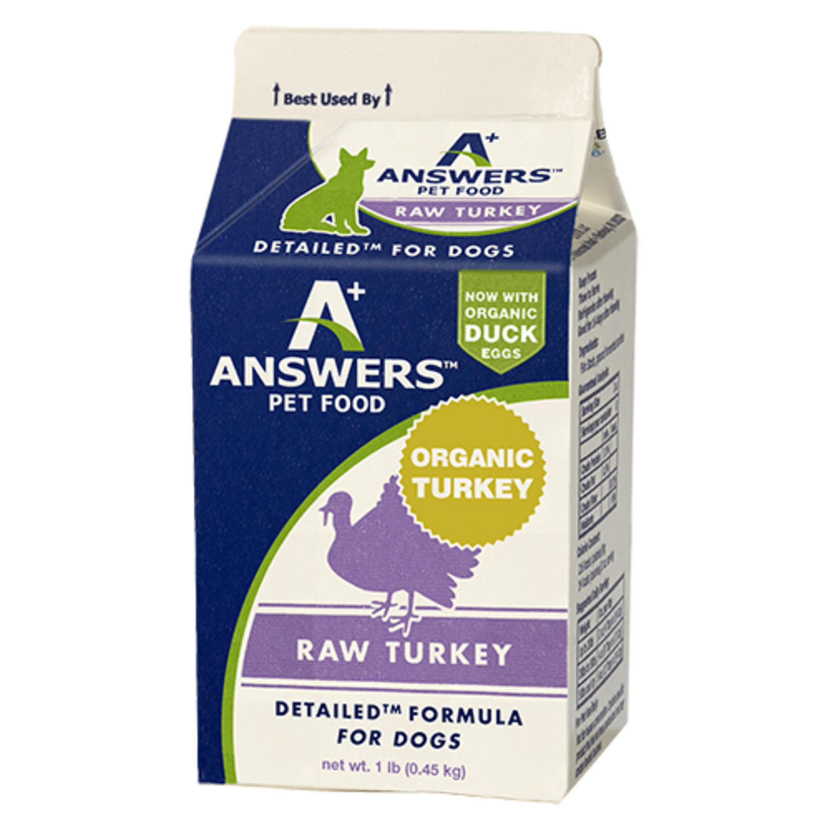 ANSWERS PET FOOD DOG DETAILED TURKEY FROZEN 1LB