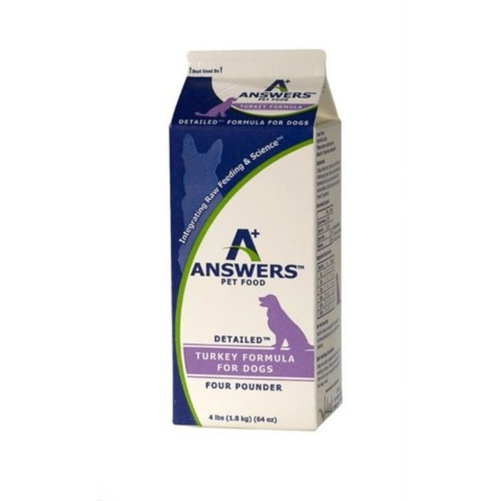 ANSWERS PET FOOD DOG DETAILED TURKEY FROZEN 4LB