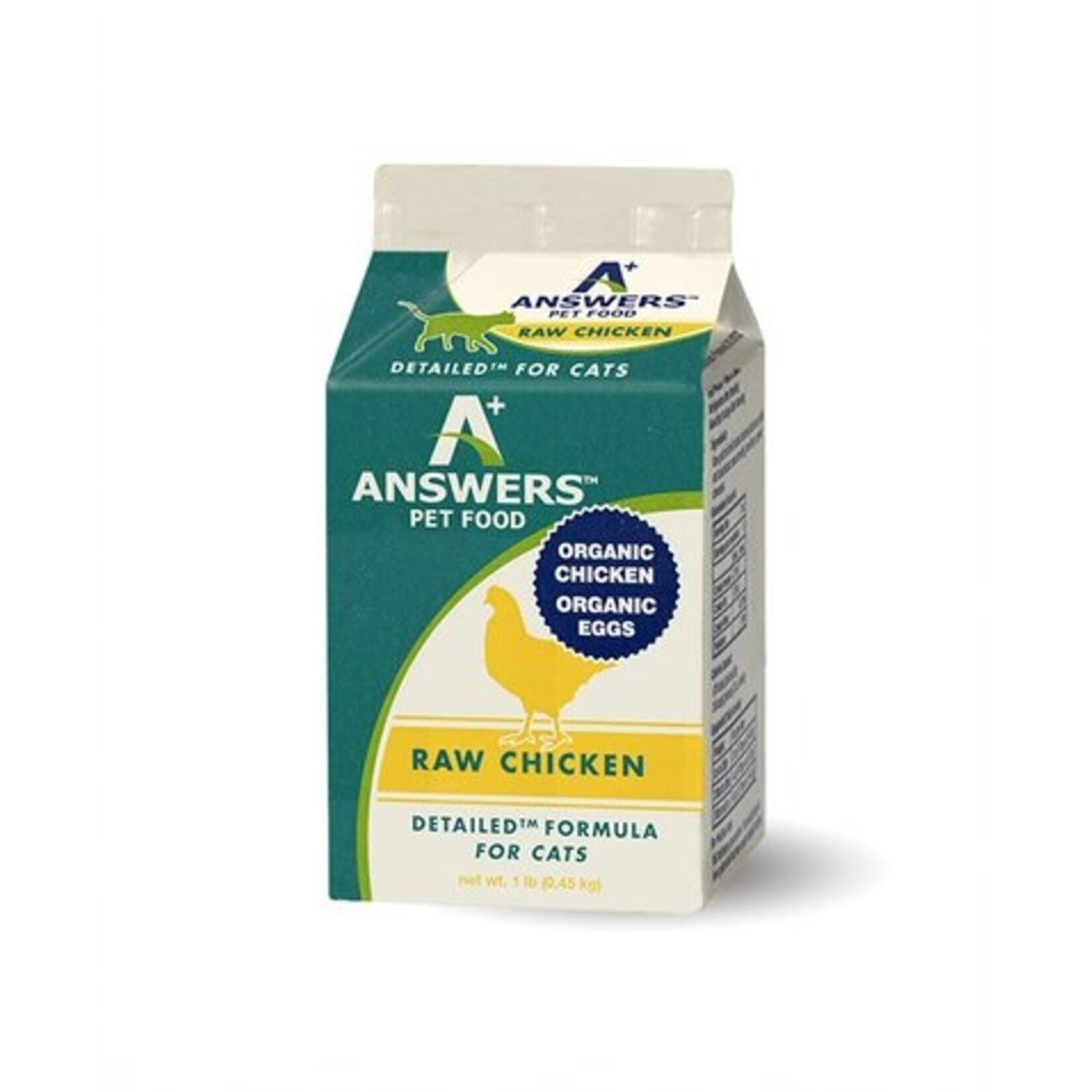 ANSWERS PET FOOD CAT DETAILED CHICKEN FROZEN 1LB