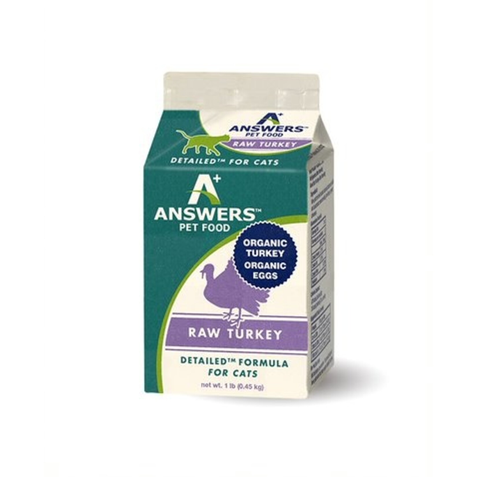 ANSWERS PET FOOD CAT DETAILED TURKEY FROZEN 1LB