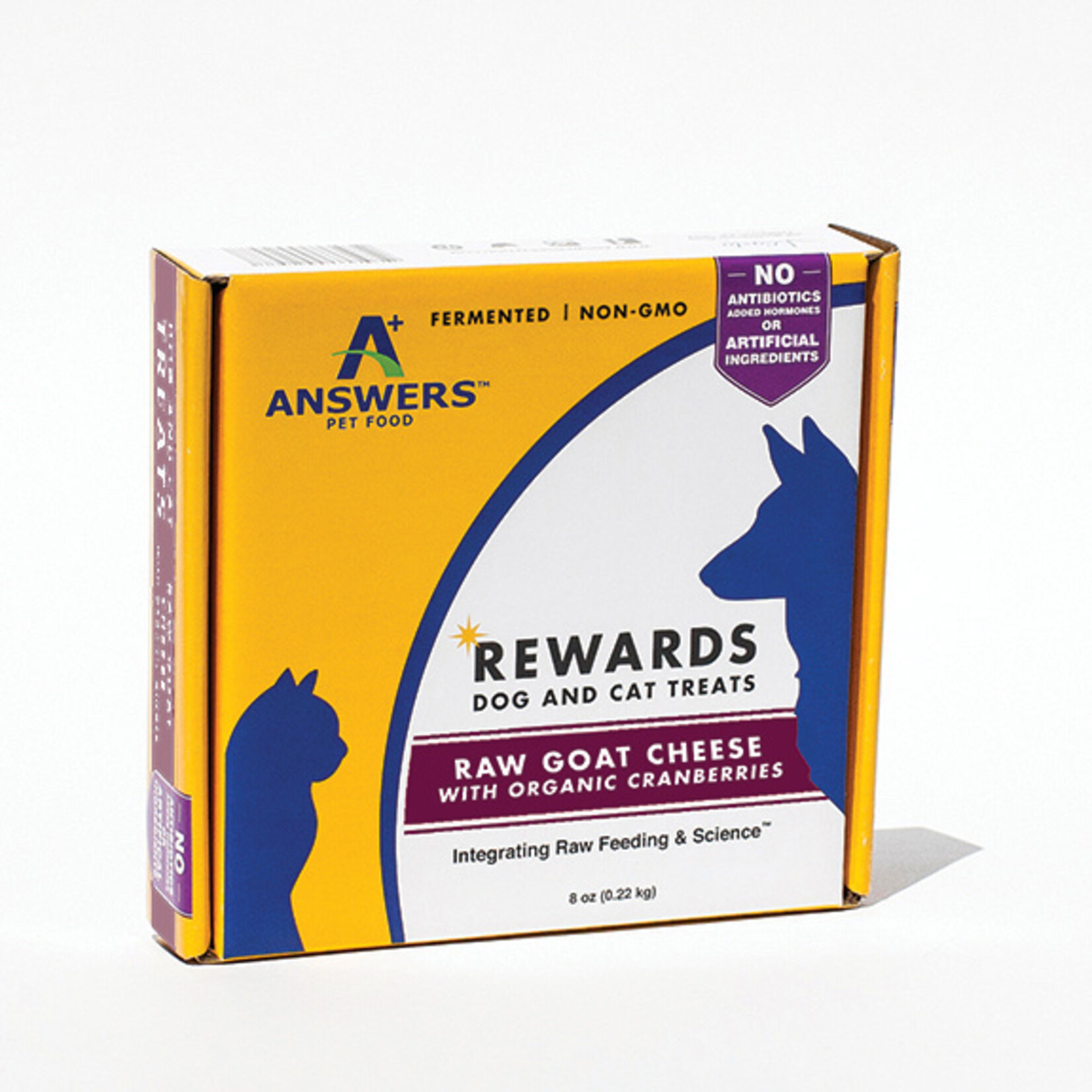 ANSWERS PET FOOD DOG CAT REWARDS GOAT CHEESE CRANBERRIES TREAT FROZEN 8OZ