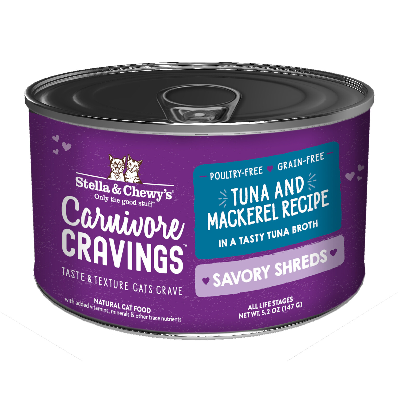 STELLA & CHEWY'S CAT CRAVINGS TUNA MACKEREL SHREDS CAN 5.2OZ