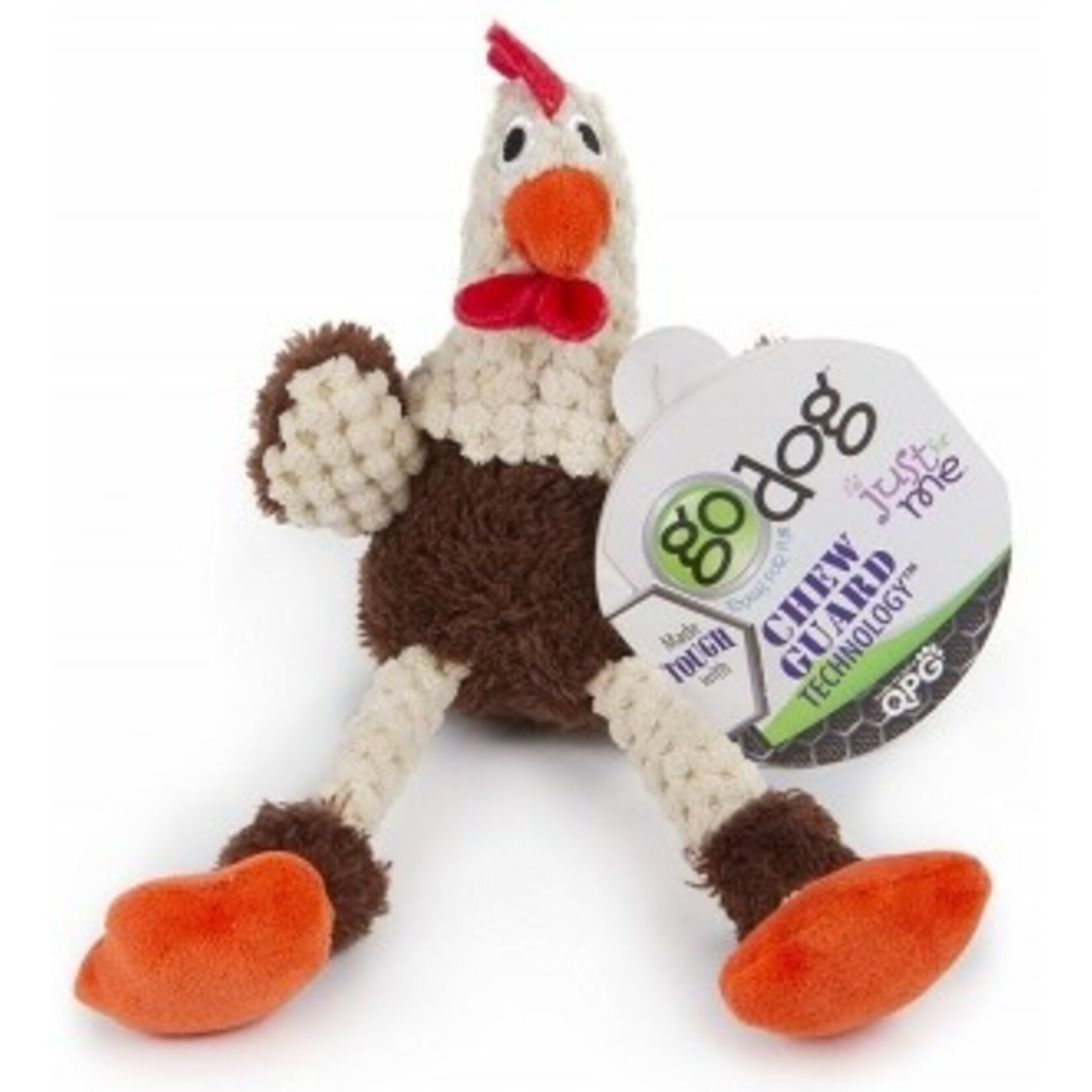 GODOG SKINNY ROOSTER CHEW GUARD SQUEAKY DOG TOY MINI