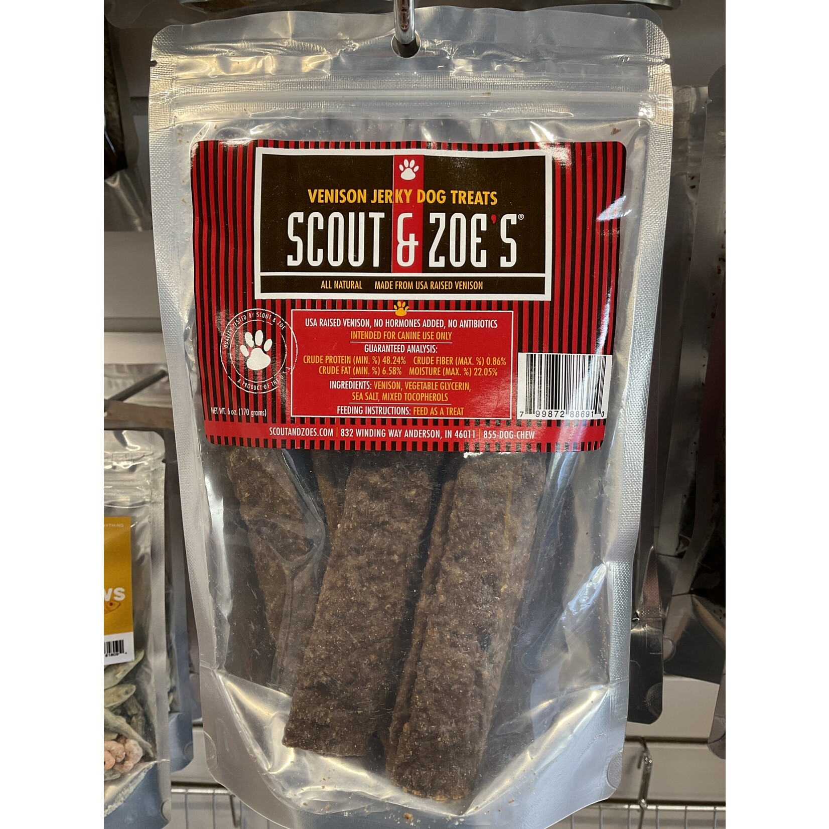 SCOUT AND ZOE'S VENISON JERKY 6OZ