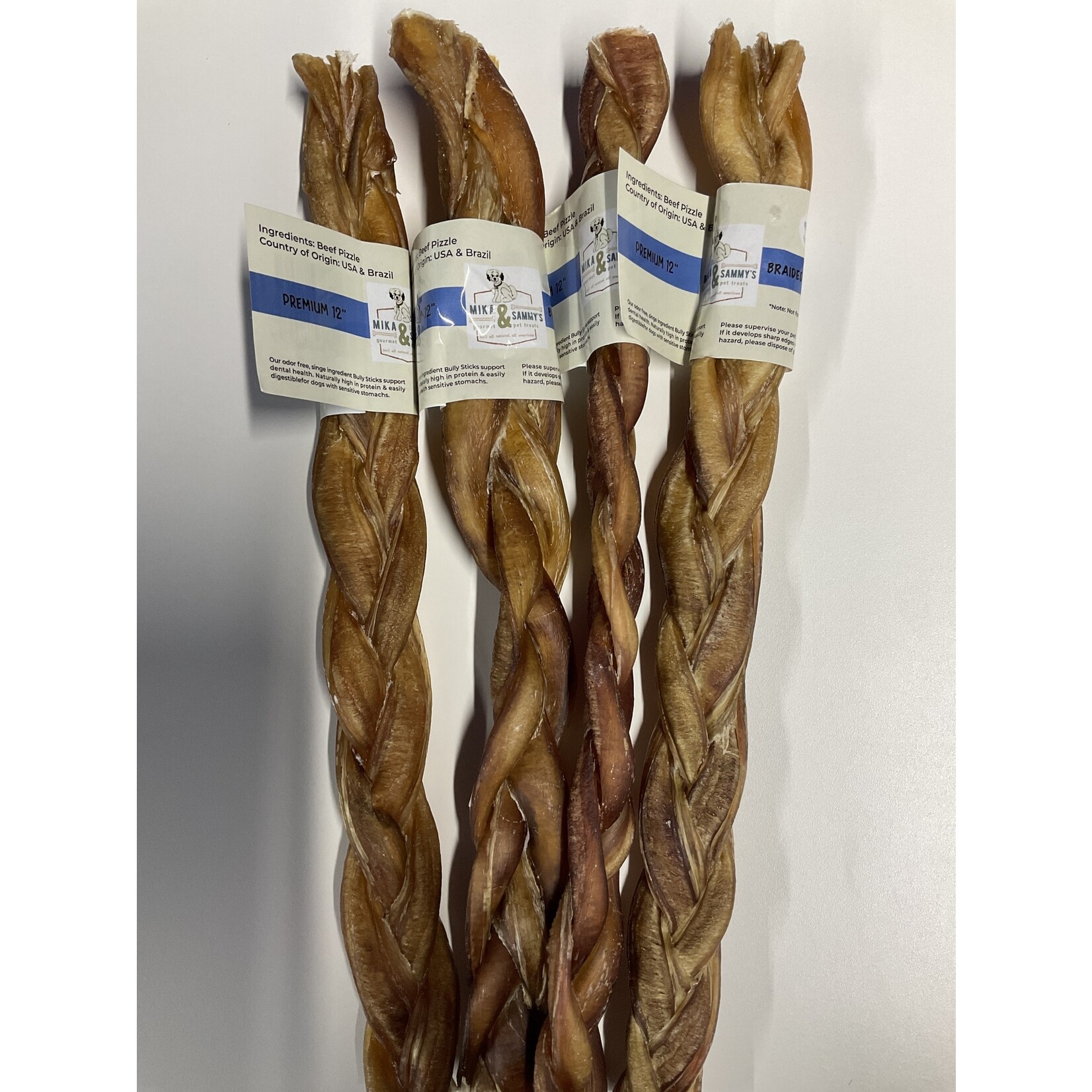 MIKA & SAMMY'S 12" BRAIDED BULLY STICKS
