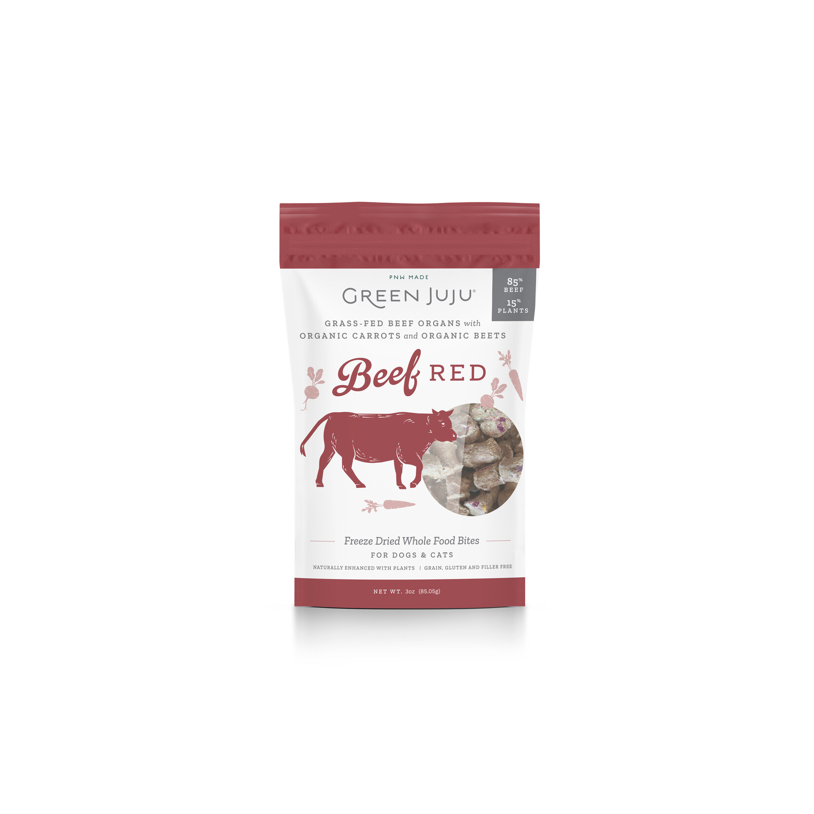 GREEN JUJU DOG WHOLE FOOD BITES BEEF RED FD 3OZ