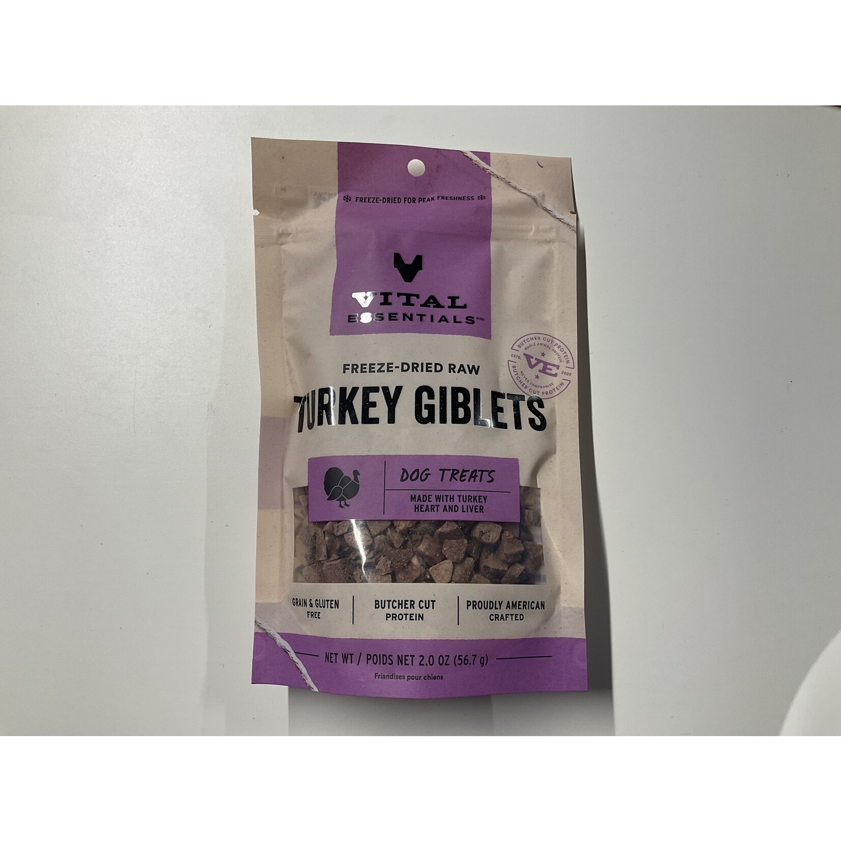 VITAL ESSENTIALS VE DOG TURKEY GIBLETS FD RAW TREATS 2.0 OZ