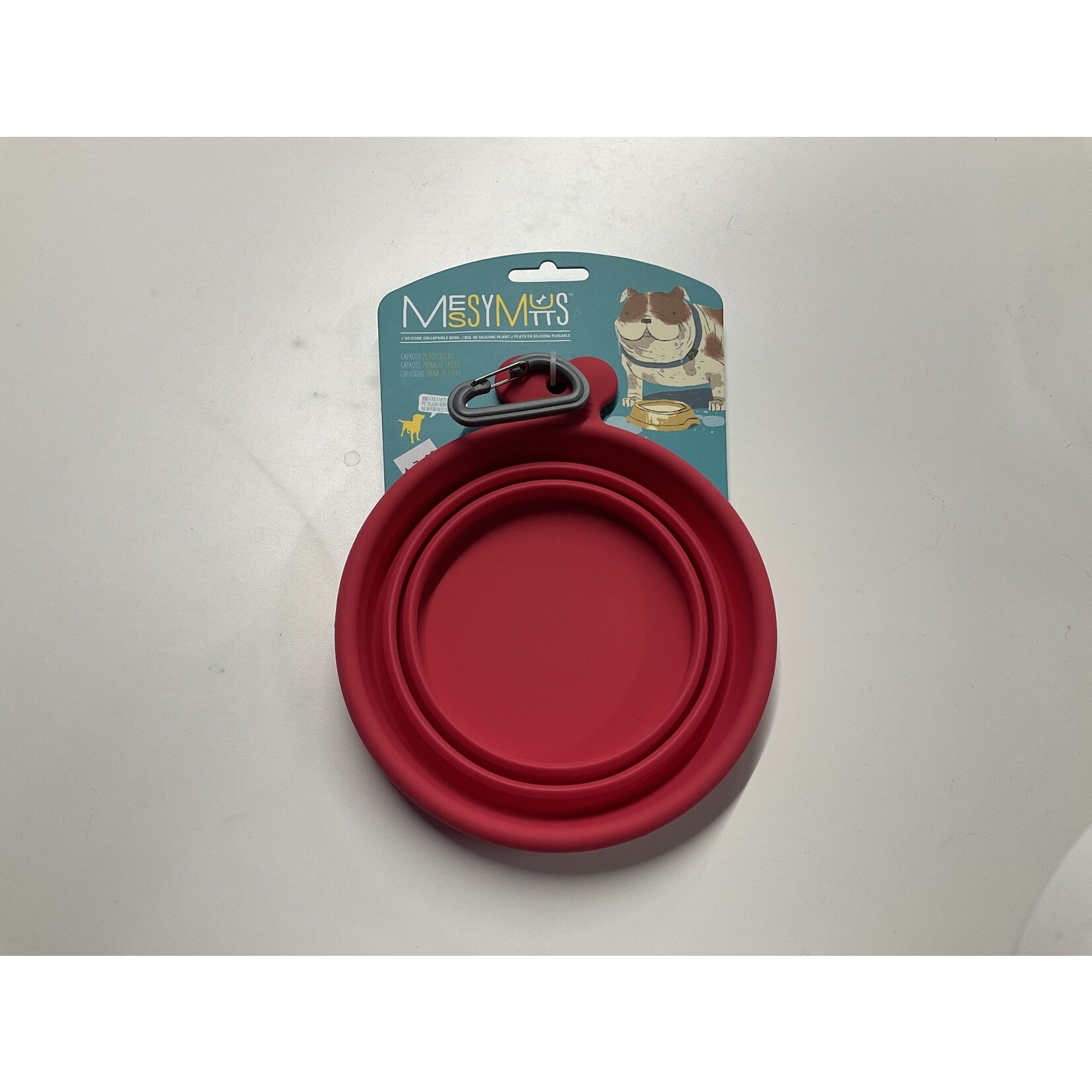 MESSY MUTTS MESSY MUTTS COLLAPS BOWL RED 3 CUP