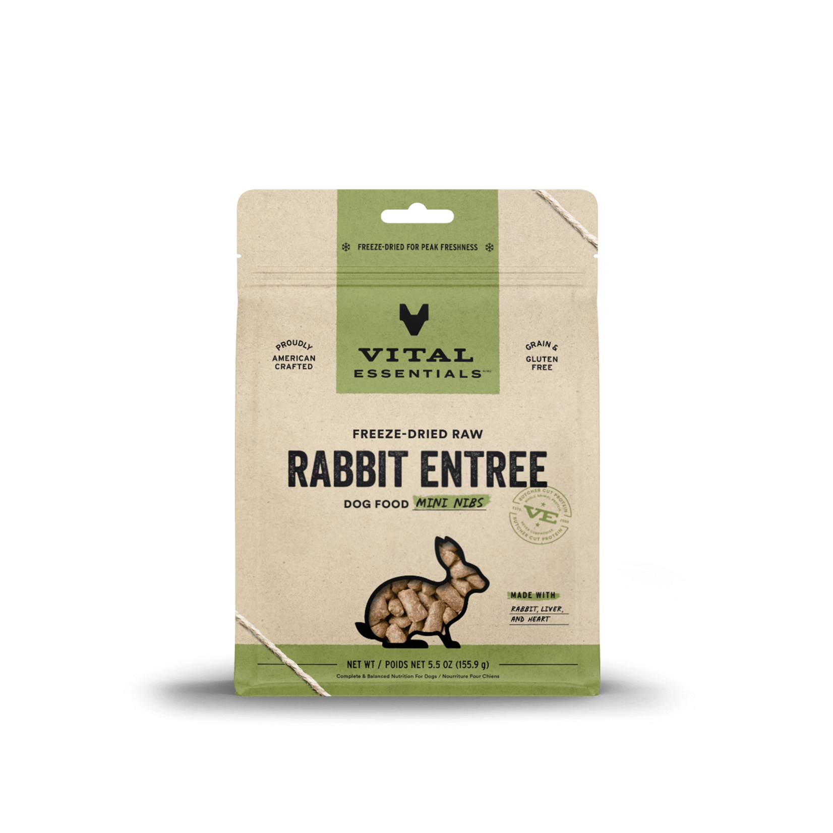 VITAL ESSENTIALS DOG MINI NIBS RABBIT FD 5.5OZ