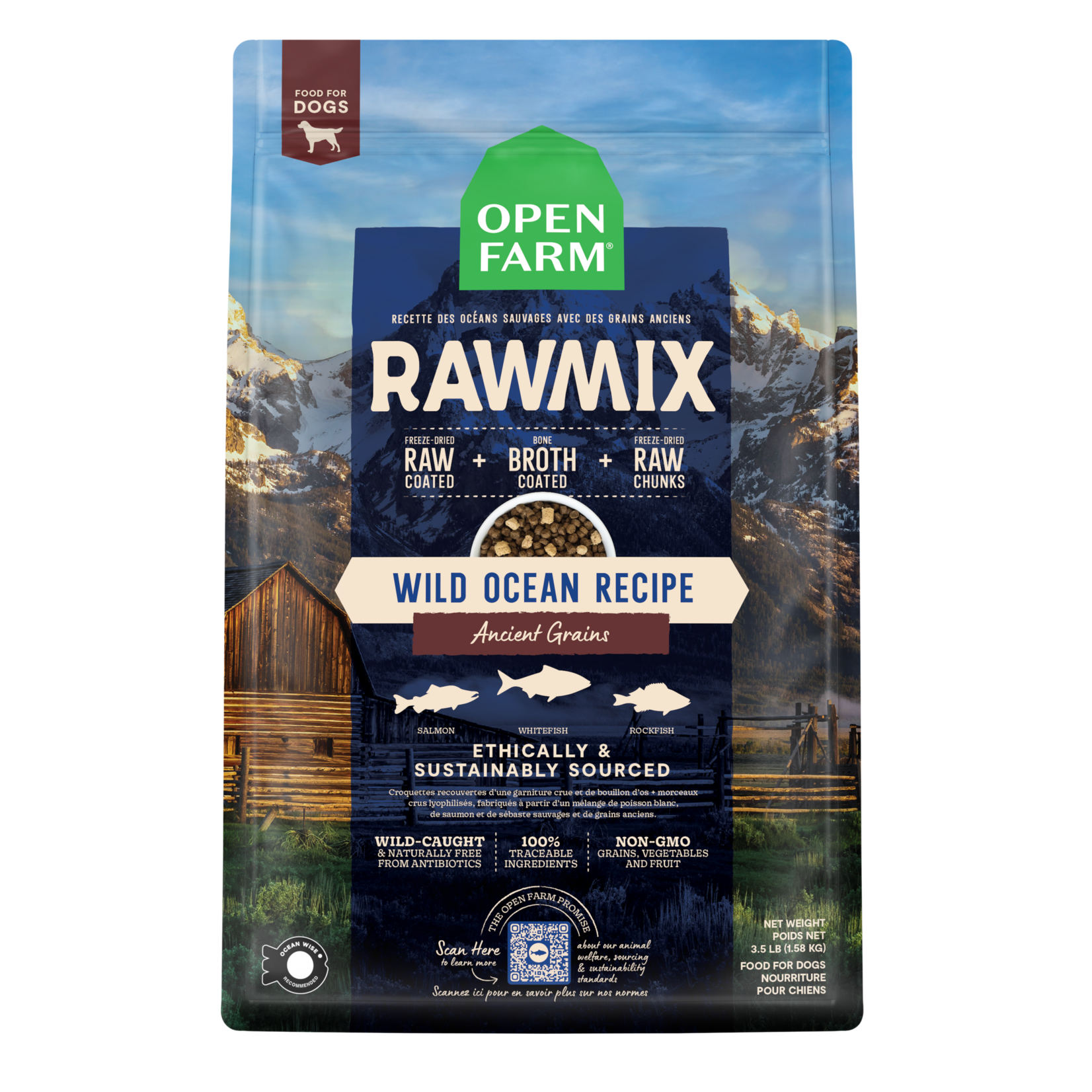 OPEN FARM DOG RAWMIX WILD OCEAN ANCIENT GRAIN 3.5LB