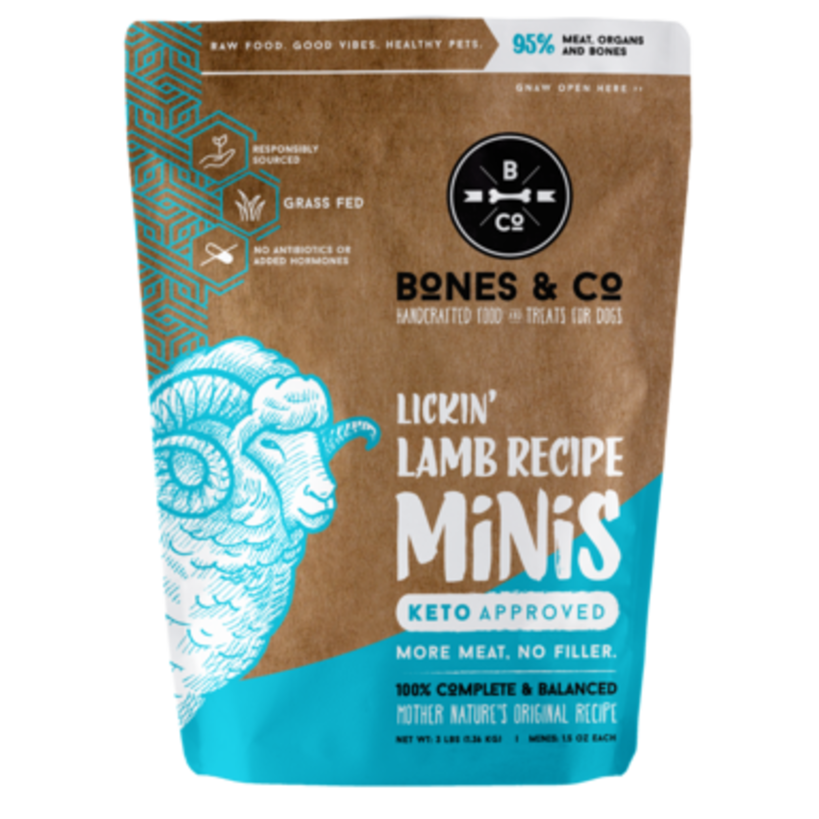 BONES & CO. DOG MINIS LAMB FROZEN 3LB