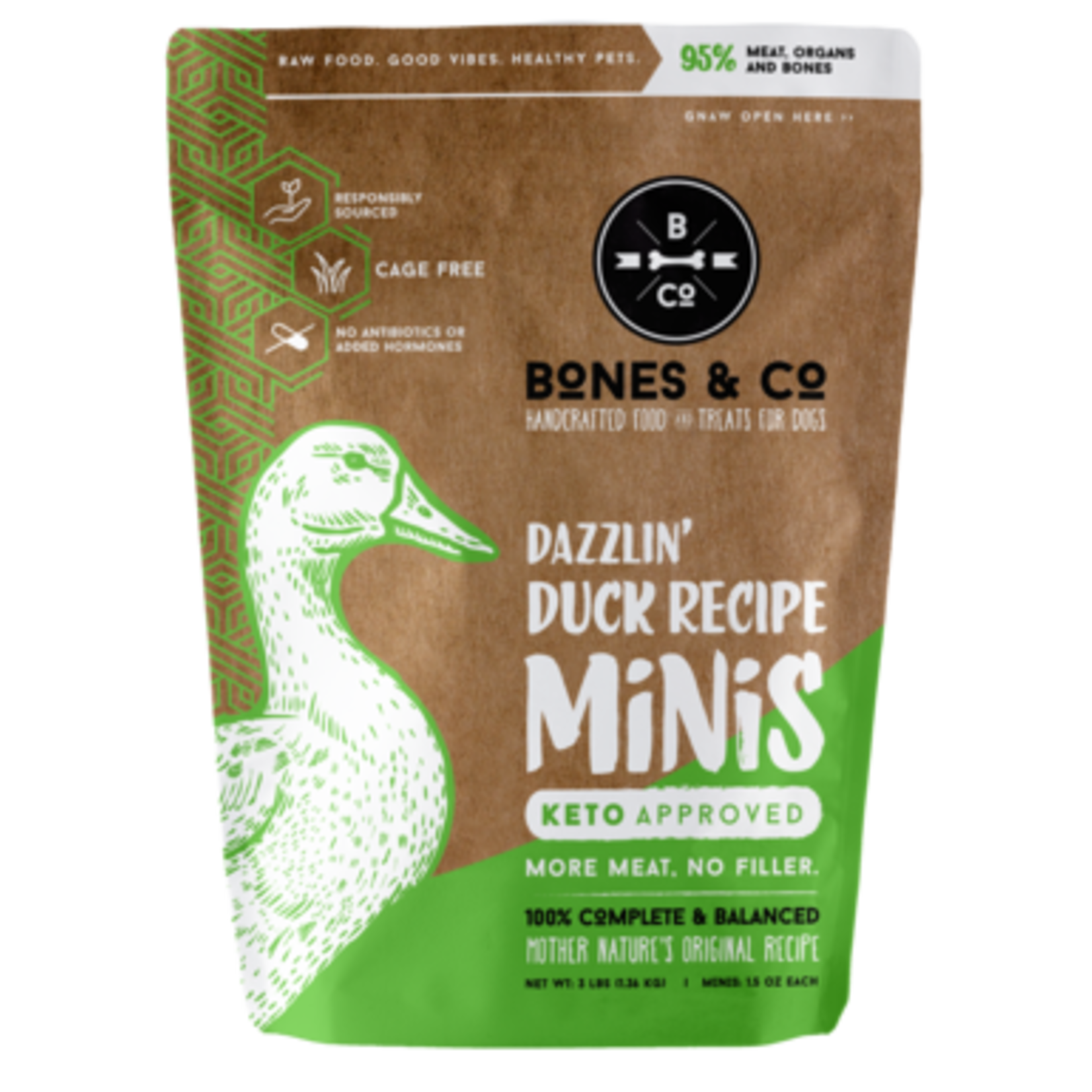 BONES & CO. DOG MINIS DUCK FROZEN 3LB