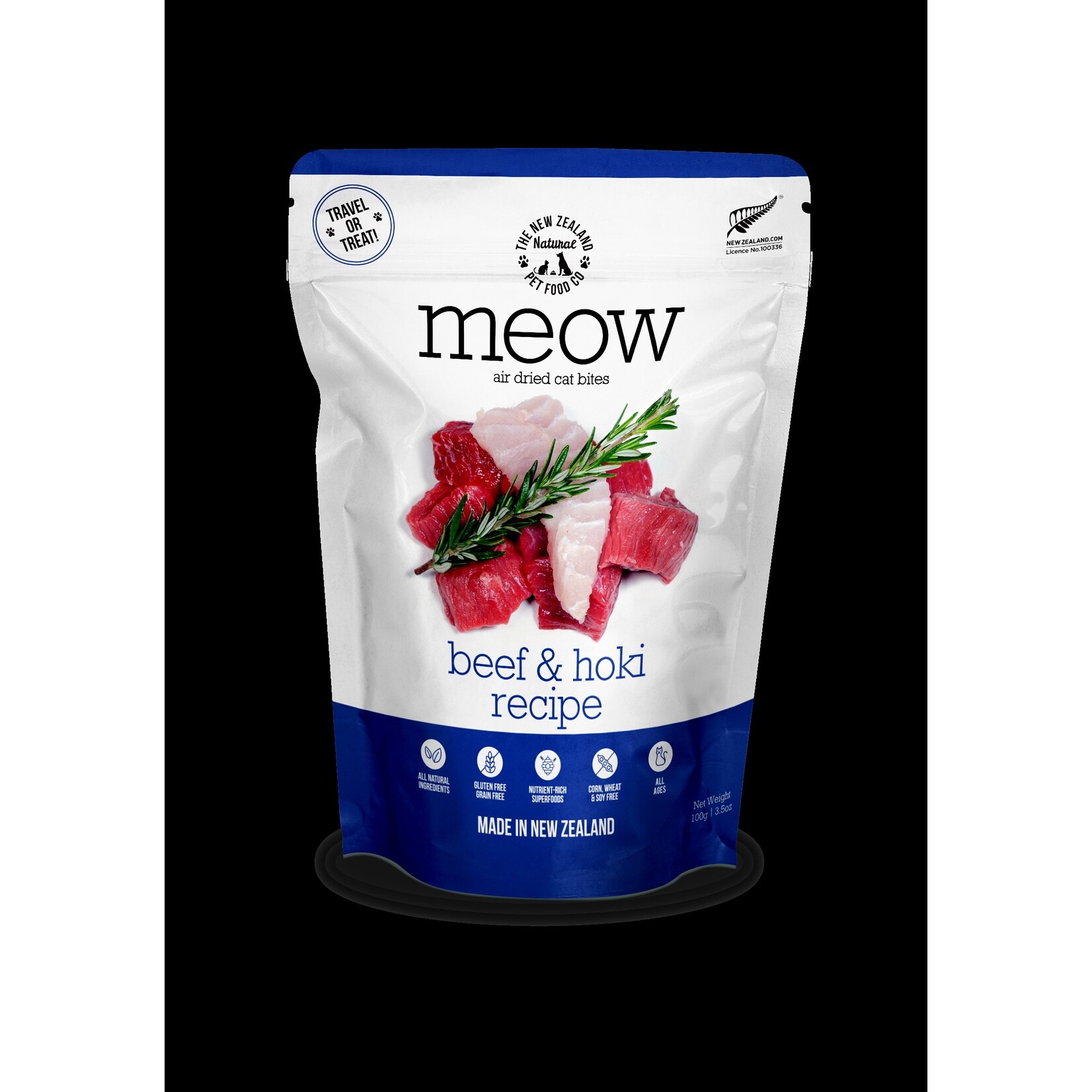 NEW ZEALAND NATURALS CAT MEOW BEEF HOKI AIR DRIED 3.5OZ