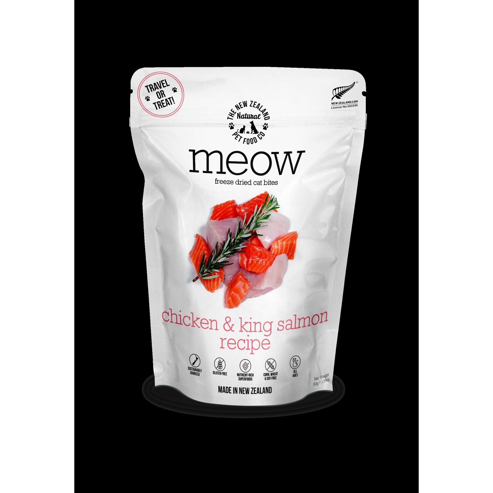 NEW ZEALAND NATURALS CAT MEOW CHICKEN SALMON FD 1.76OZ