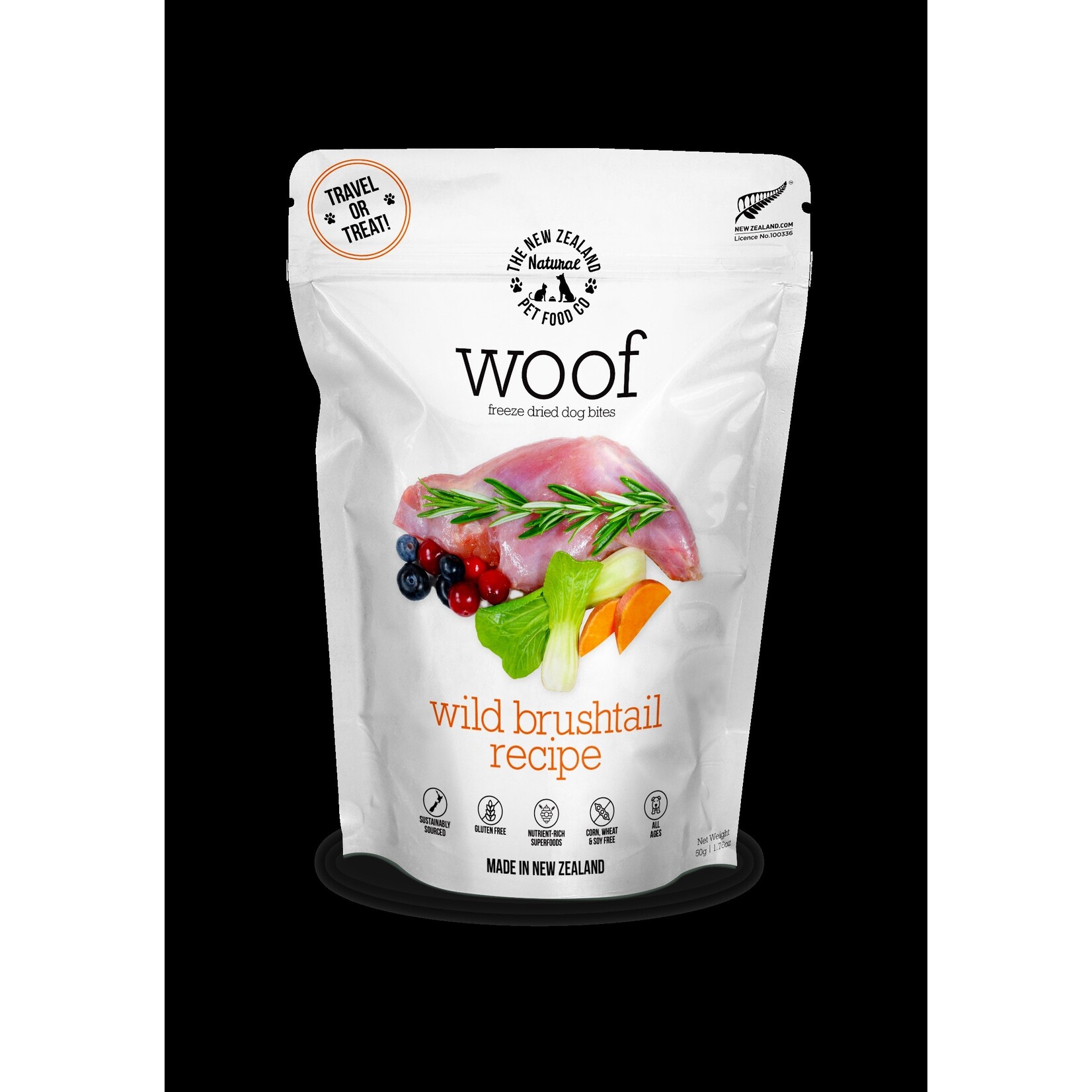 NEW ZEALAND NATURALS DOG WOOF BRUSHTAIL FD 1.76OZ