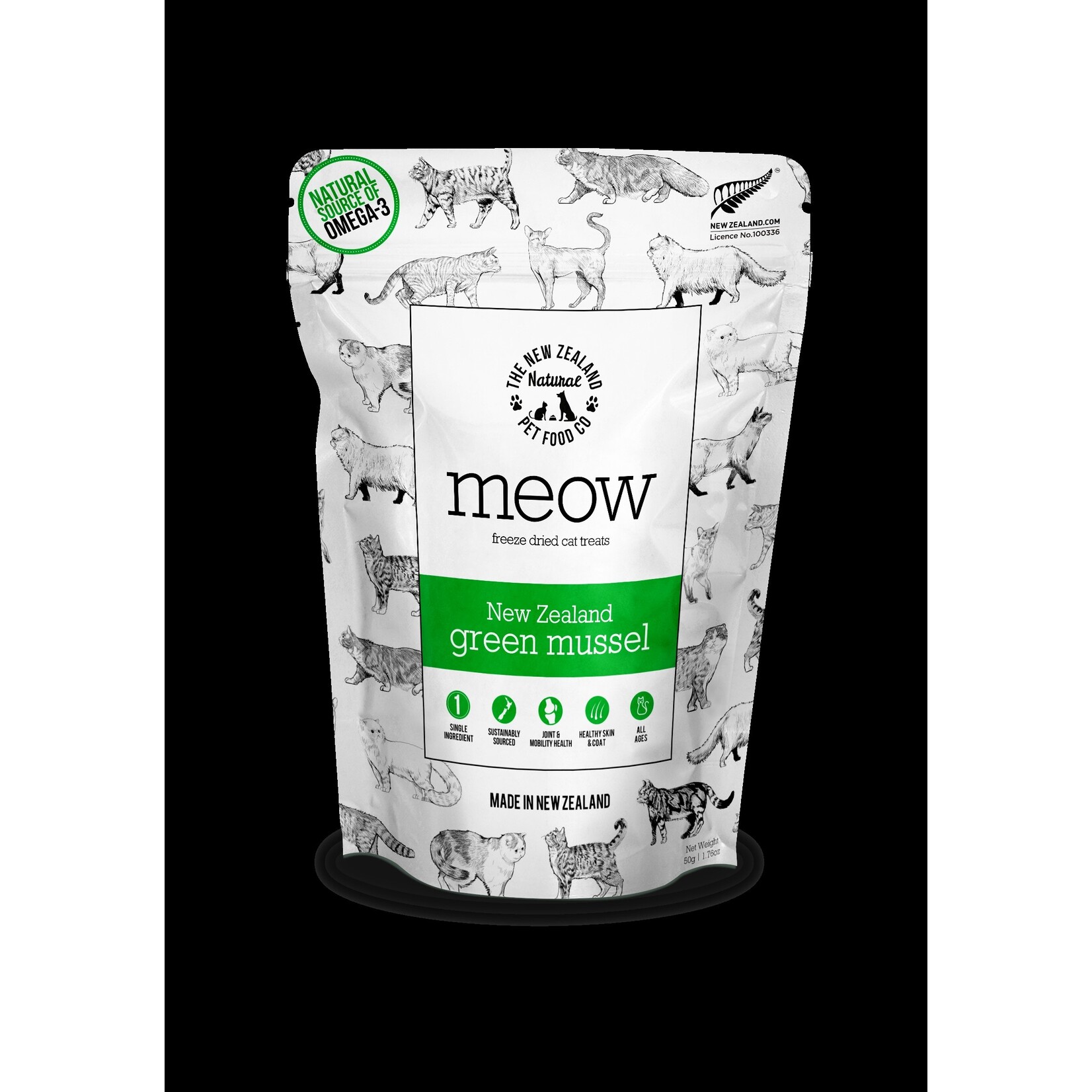 NEW ZEALAND NATURALS CAT MEOW GREEN LIPPED MUSSEL FD TREAT 1.76OZ