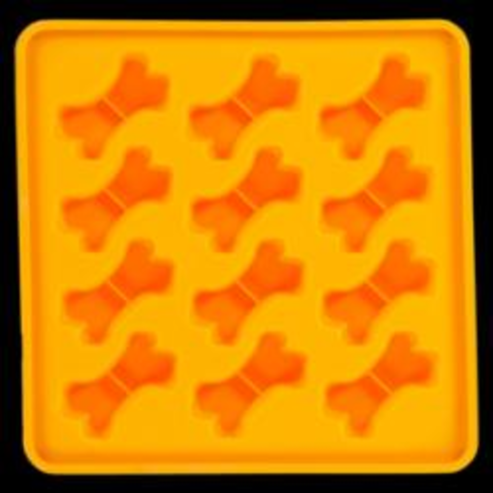 MESSY MUTTS SILICONE TREAT MAKING MOLD 10IN X 10IN ORANGE 12