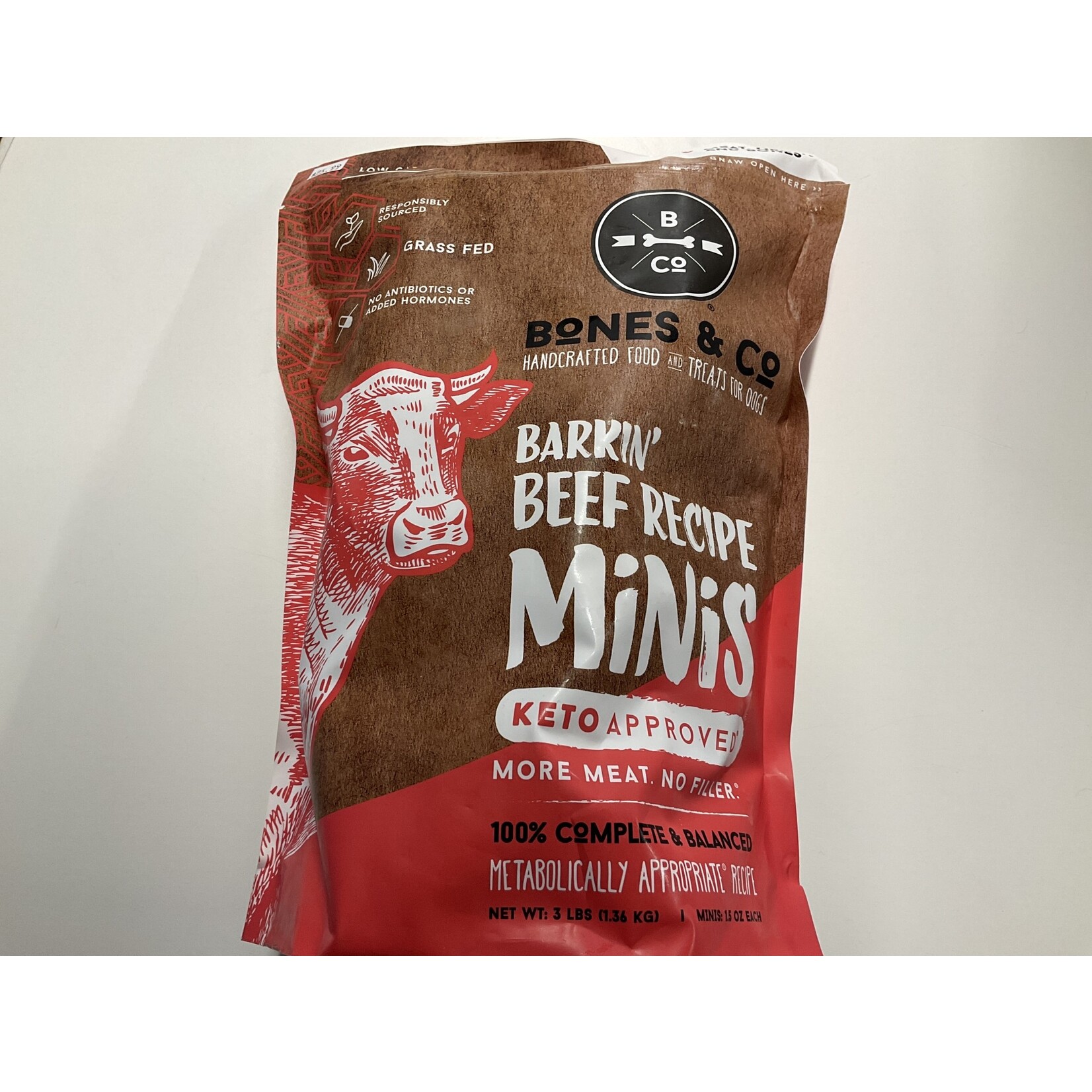 BONES & CO. DOG MINIS BARKIN' BEEF FROZEN 3LB