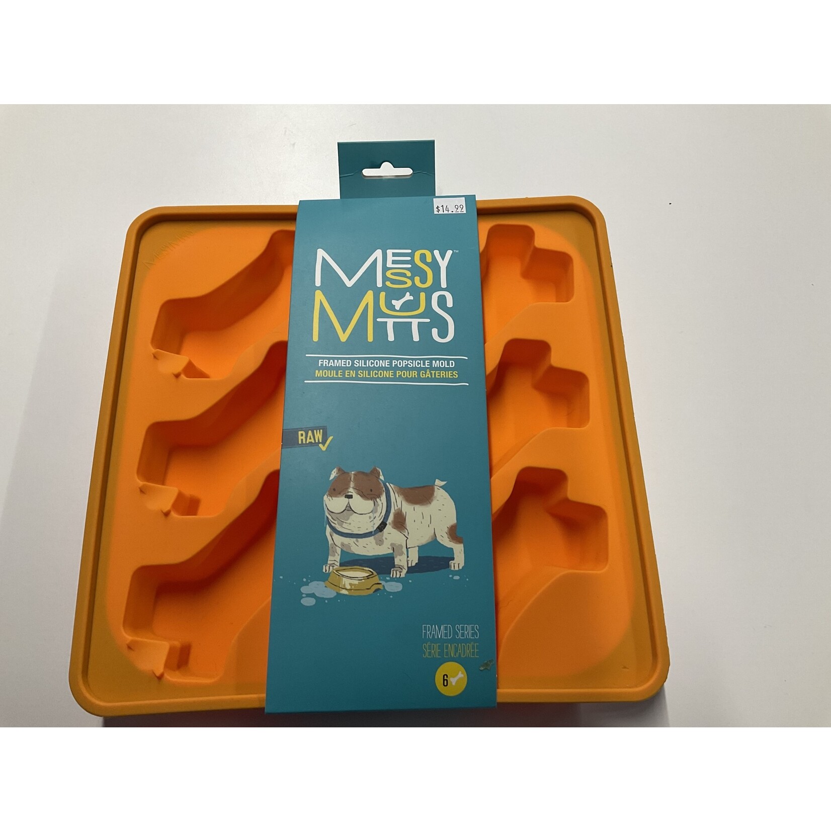 MESSY MUTTS SILICONE INTERACTIVE POPSICLE MOLD 10IN X 10IN ORANGE 6