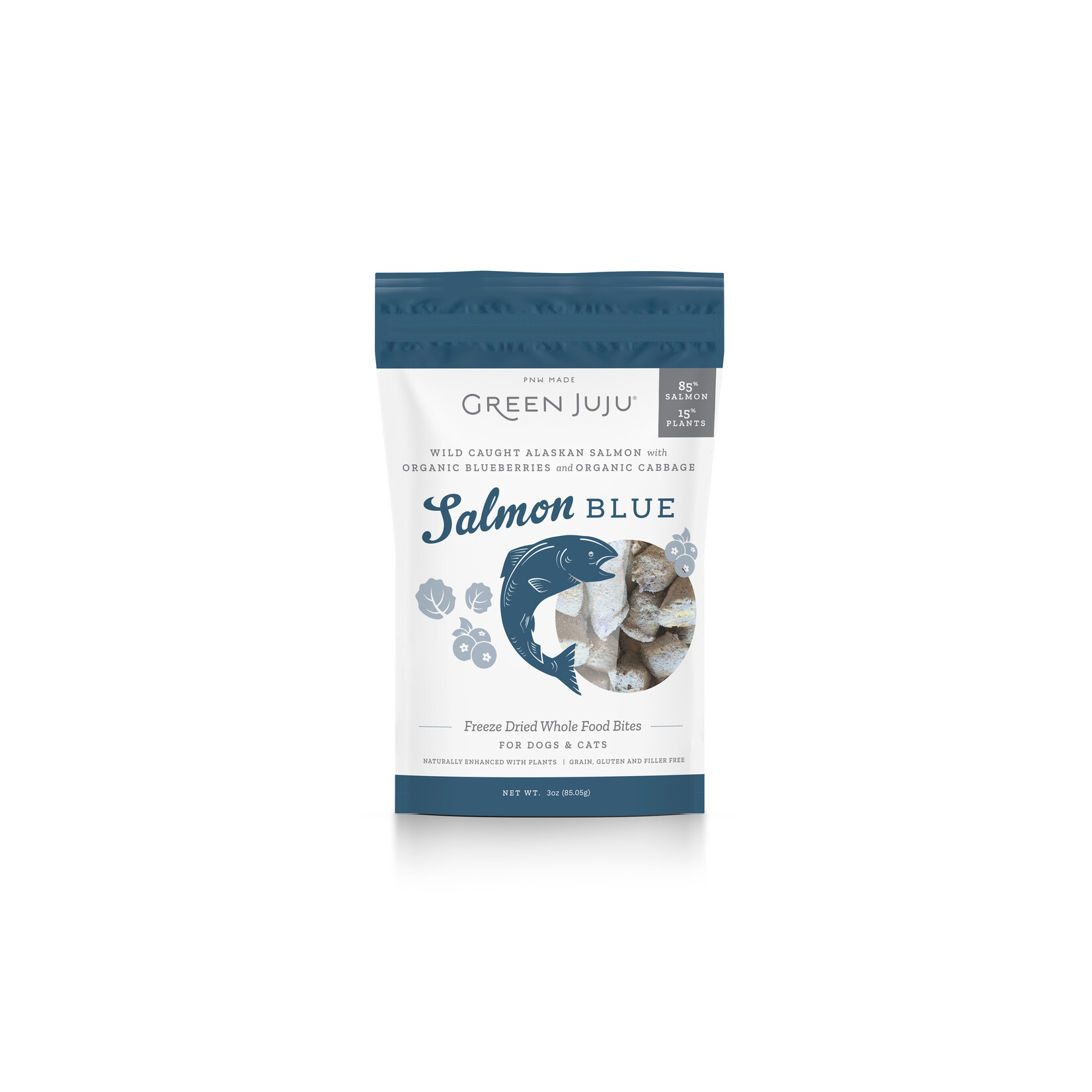 GREEN JUJU DOG WHOLE FOOD BITES SALMON BLUE FD 3OZ
