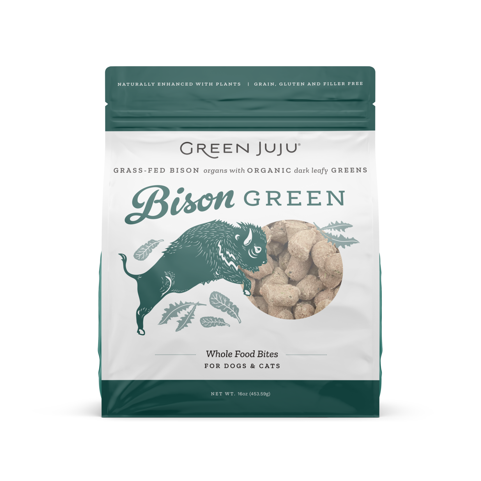 GREEN JUJU DOG WHOLE FOOD BITES BISON GREEN FD 16OZ