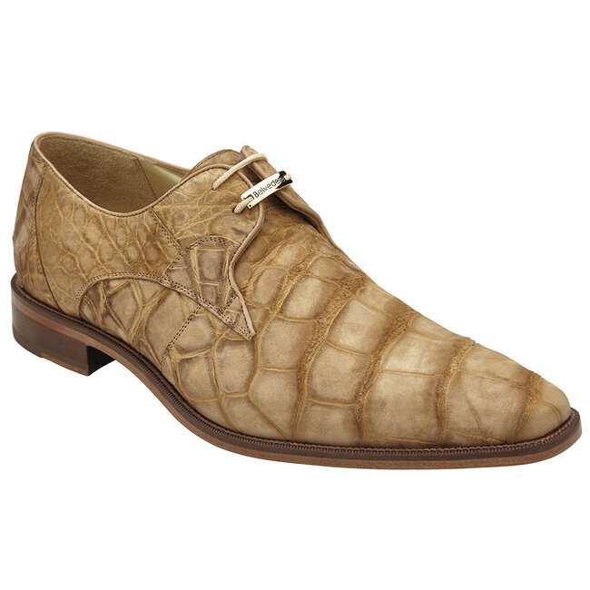 Belvedere Belvedere Men Rome Camel Genuine Sueded Alligator Lace Shoes