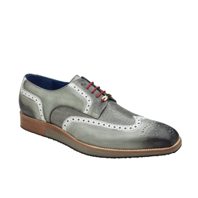 Belvedere Leather Ostrich Wing Tip Shoe