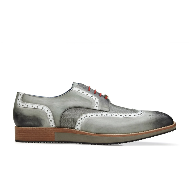 Belvedere Leather Ostrich Wing Tip Shoe