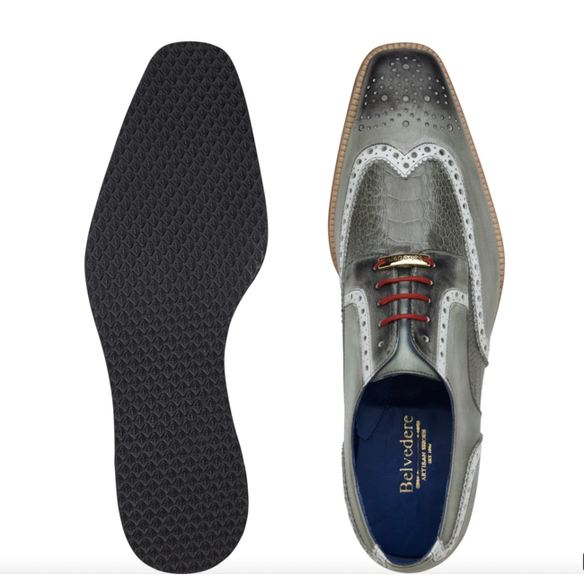 Belvedere Leather Ostrich Wing Tip Shoe