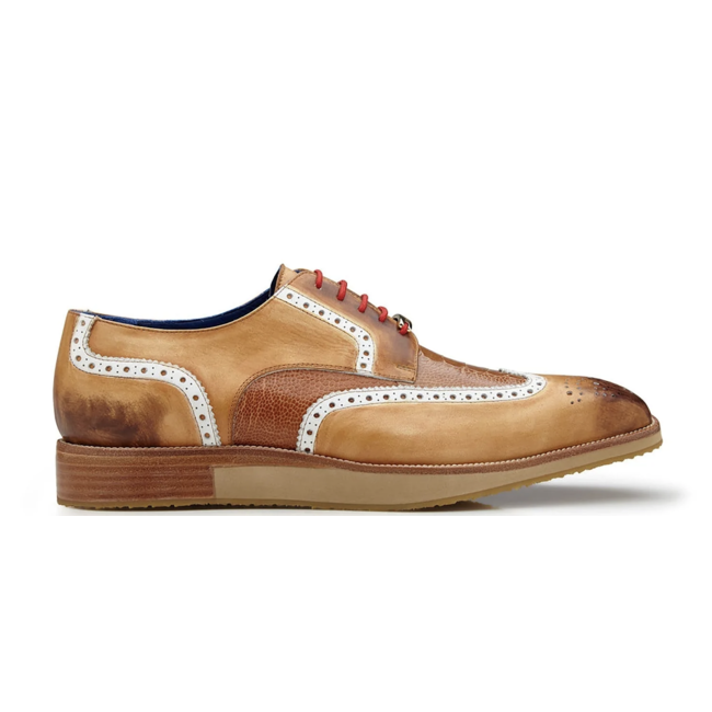 Belvedere Leather Ostrich Wing Tip Shoe