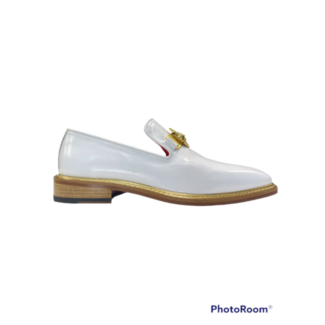 Emilio Franco Couture White Calf Skin Leather Slip on Loafers EF102 Kingsmen Shoes