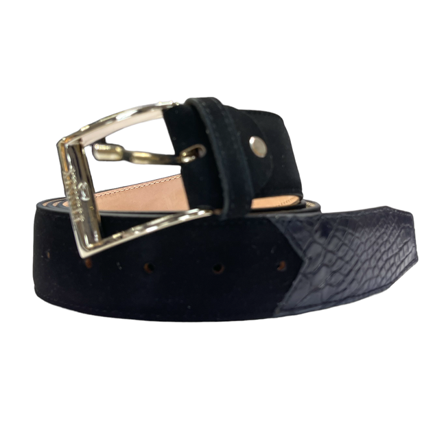 Genuine Alligator Belt Suede (Landon) Silver Bukle