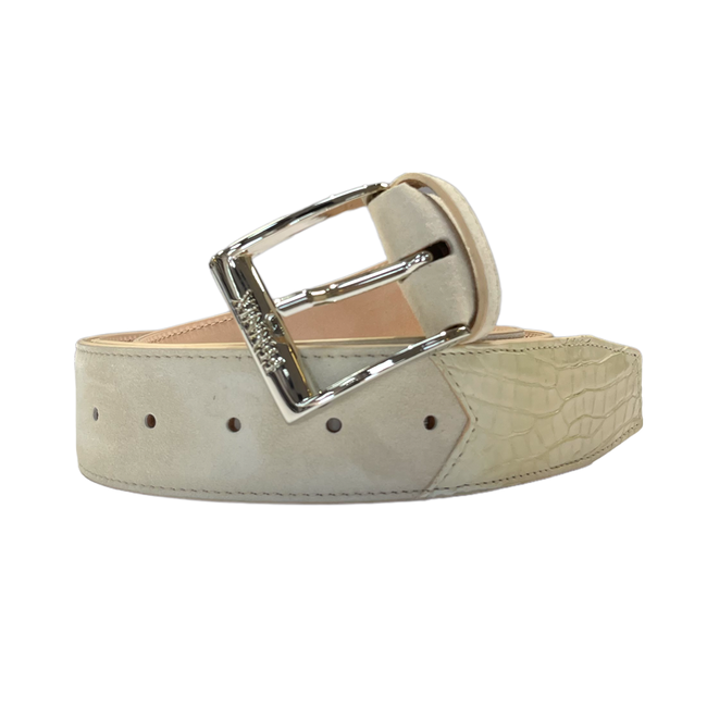Genuine Alligator Belt Suede (Landon) Silver Bukle