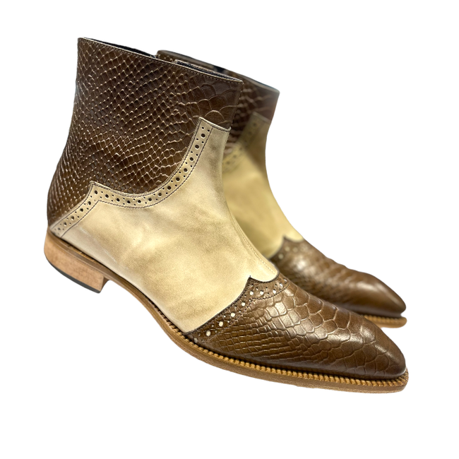 Duca Duca Genuine Calf Leather Python Print Boot