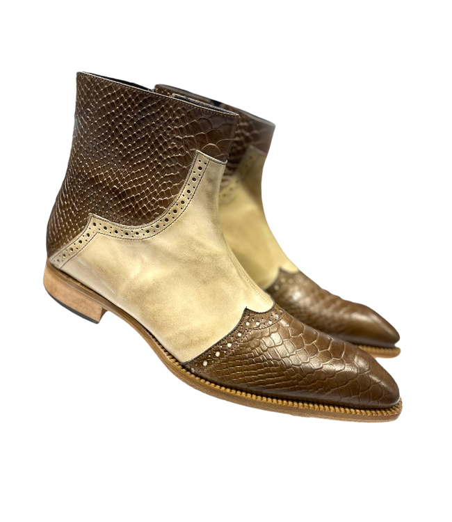 Duca Duca Genuine Calf Leather Python Print Boot