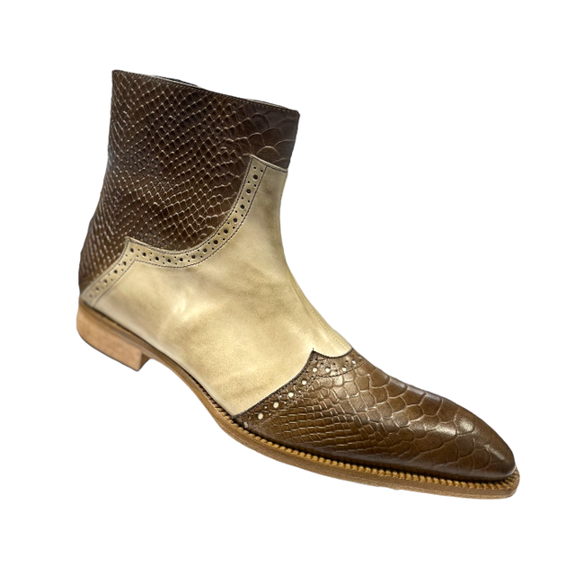 Duca Genuine Calf Leather Python Print Boot