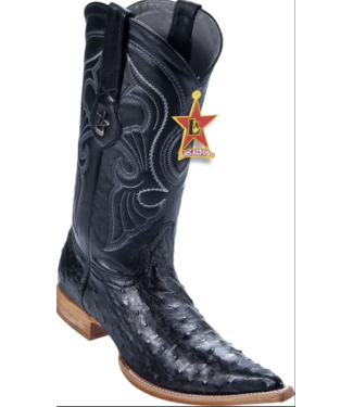 Los Altos Los Altos Men's 3X toe Ostrich Cowboy Boots Black (950305)