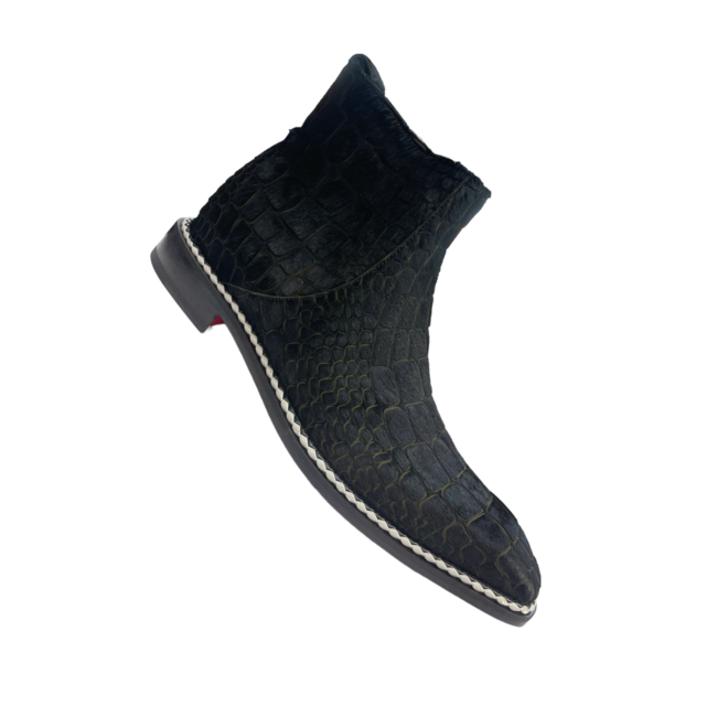 Fennix Emilio Franco "Arturo" Black Genuine Leather Suede / Pony Boot