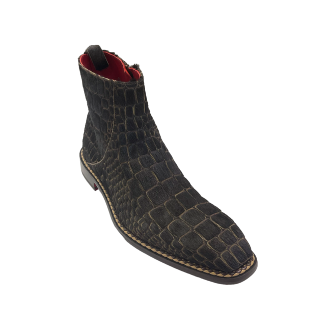 Fennix Emilio Franco "Arturo" Black Genuine Leather Suede / Pony Boot
