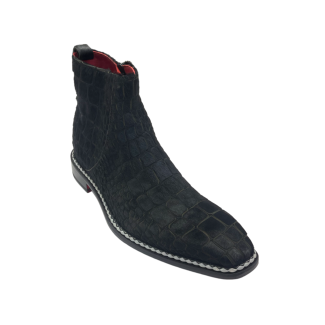 Fennix Emilio Franco "Arturo" Black Genuine Leather Suede / Pony Boot