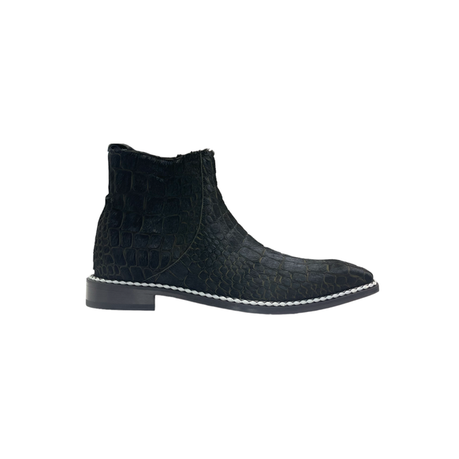 Fennix Emilio Franco "Arturo" Black Genuine Leather Suede / Pony Boot